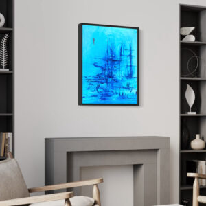 Contemporary painting Still in the blue after a long journey by Sylvie Gesbert de Línea - Oil 65x50cm - style Linéatranshumance