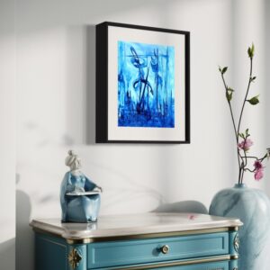 L'arbre à vœux - Blue abstract painting on canvas, signed Gesbert de Línea
