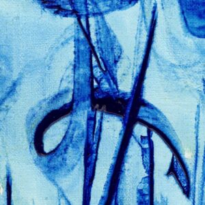 L'arbre à vœux detail 1 - Blue abstract painting on canvas, signed Gesbert de Línea